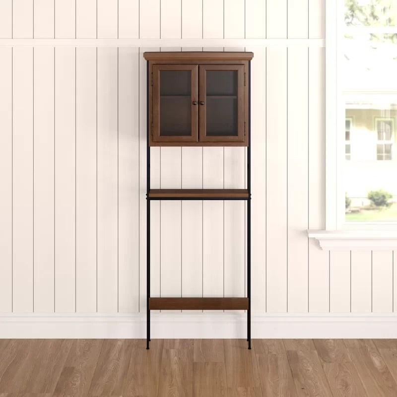 Bathroom Cabinets: 25.5'' W x 67.5'' H x 8'' D Solid Wood Over-The-Toilet Storage