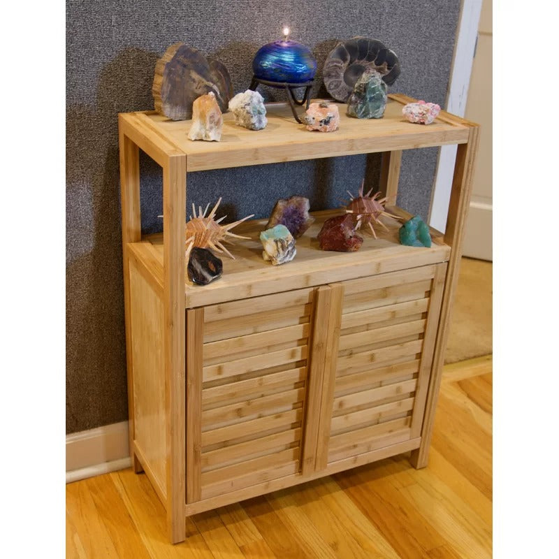 Bathroom Cabinets: 25'' W x 32.1'' H x 10.8'' D Solid Wood Free-Standing Bathroom Cabinet