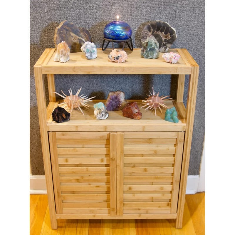 Bathroom Cabinets: 25'' W x 32.1'' H x 10.8'' D Solid Wood Free-Standing Bathroom Cabinet