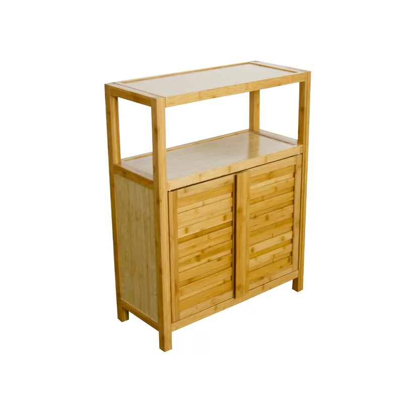 Bathroom Cabinets: 25'' W x 32.1'' H x 10.8'' D Solid Wood Free-Standing Bathroom Cabinet