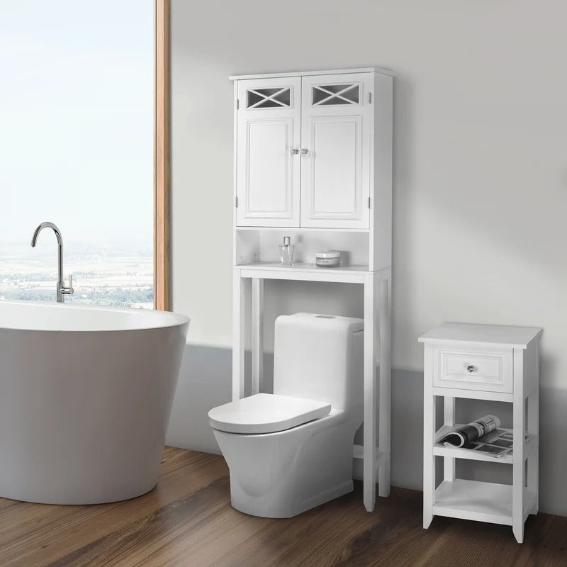 Bathroom Cabinets: 25'' W x 68.25'' H x 8'' D Over-The-Toilet Storage
