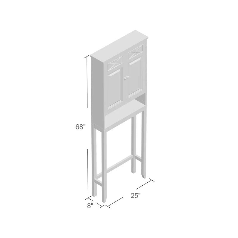 Bathroom Cabinets: 25'' W x 68.25'' H x 8'' D Over-The-Toilet Storage