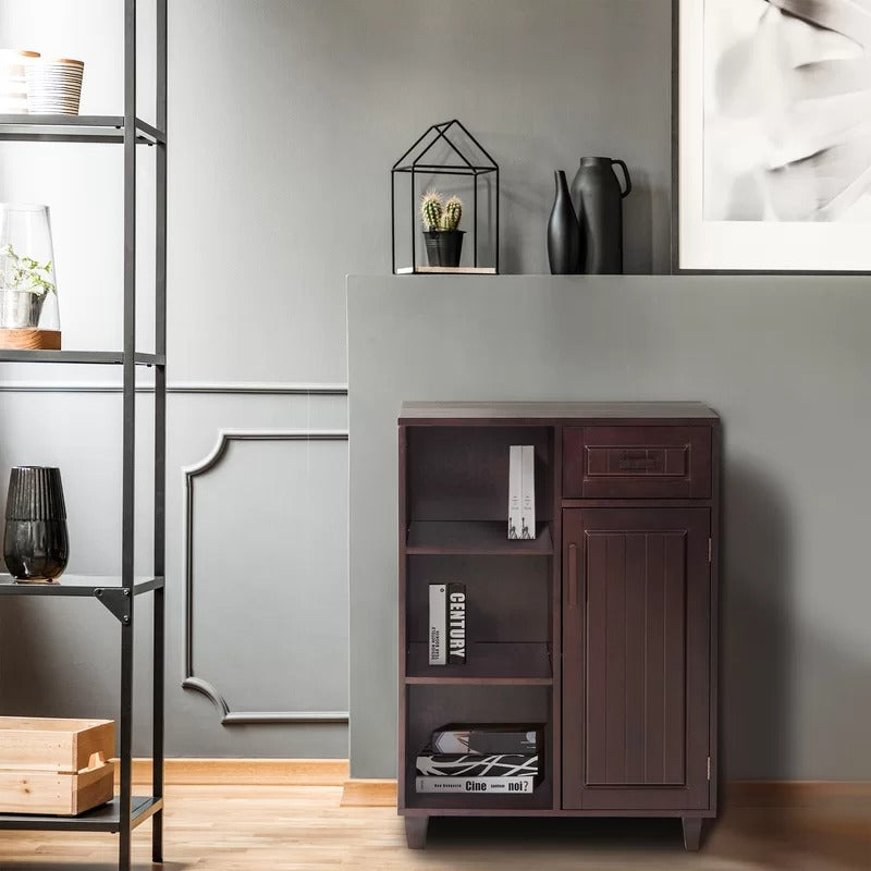 Bathroom Cabinets: 26'' W x 34.25'' H x 12.5'' D Free-Standing Bathroom Cabinet