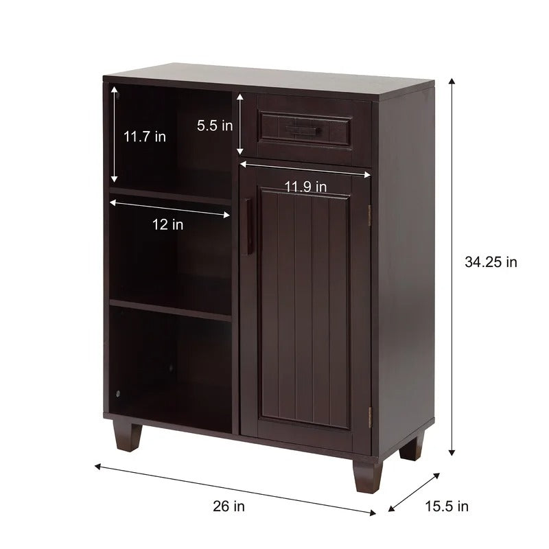 Bathroom Cabinets: 26'' W x 34.25'' H x 12.5'' D Free-Standing Bathroom Cabinet