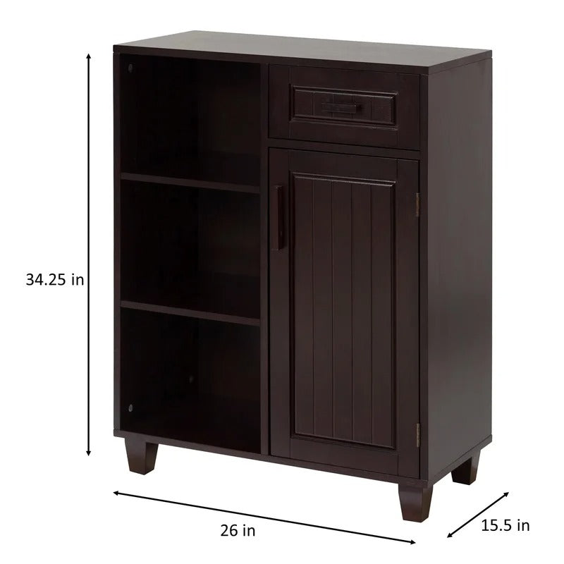 Bathroom Cabinets: 26'' W x 34.25'' H x 12.5'' D Free-Standing Bathroom Cabinet