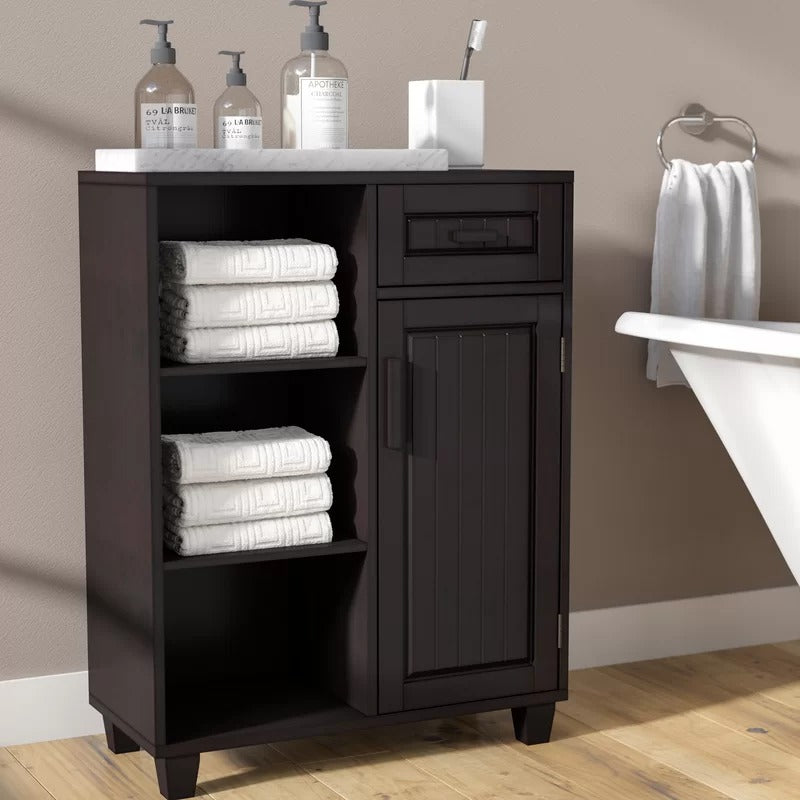 Bathroom Cabinets: 26'' W x 34.25'' H x 12.5'' D Free-Standing Bathroom Cabinet