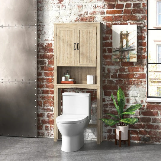 Bathroom Cabinets: 26'' W x 65.9'' H x 9.63'' D Over-The-Toilet Storage