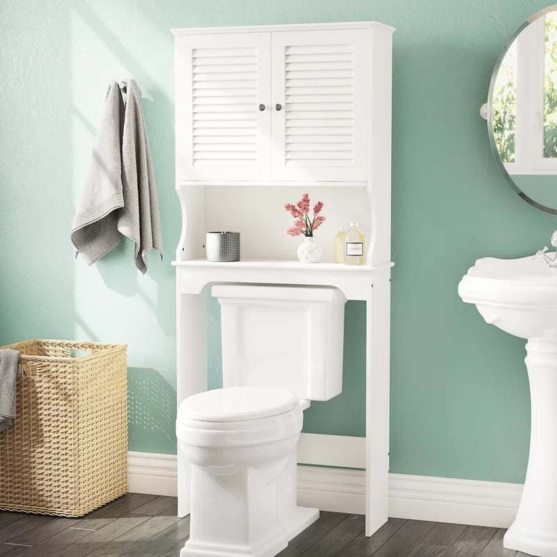 Bathroom Cabinets: 27.36'' W x 63.75'' H x 9.25'' D Over-The-Toilet Storage