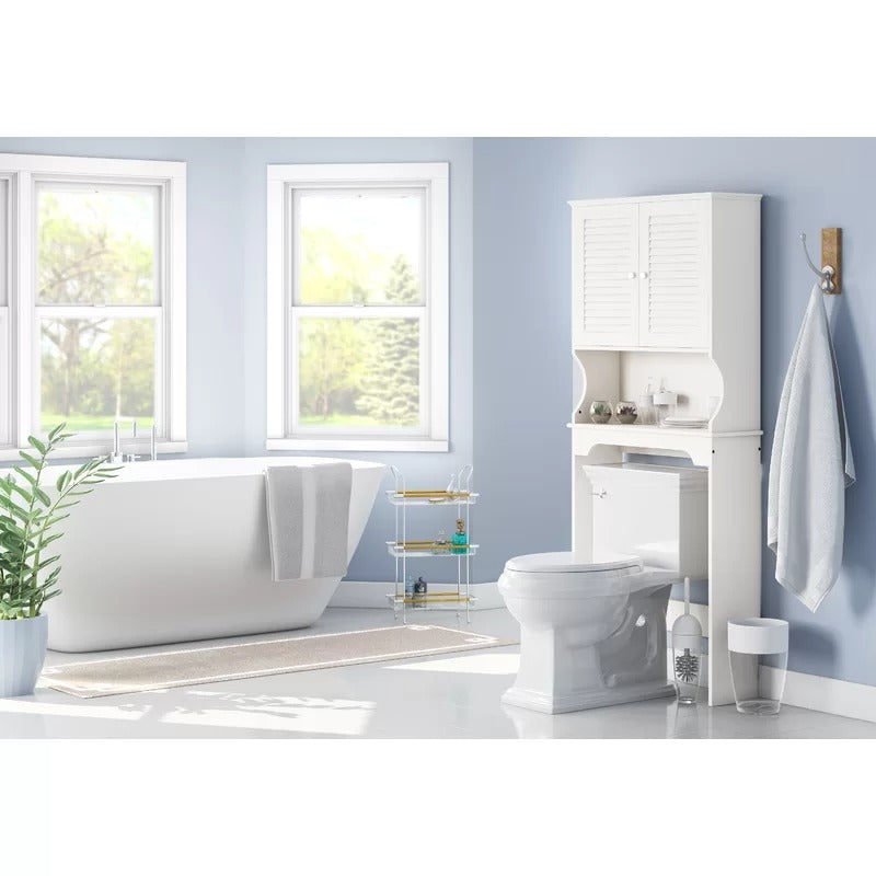 Bathroom Cabinets: 27.36'' W x 63.75'' H x 9.25'' D Over-The-Toilet Storage
