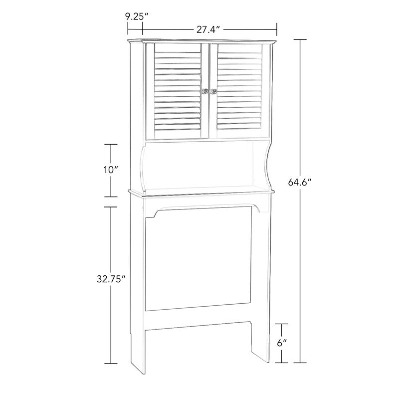 Bathroom Cabinets: 27.36'' W x 63.75'' H x 9.25'' D Over-The-Toilet Storage