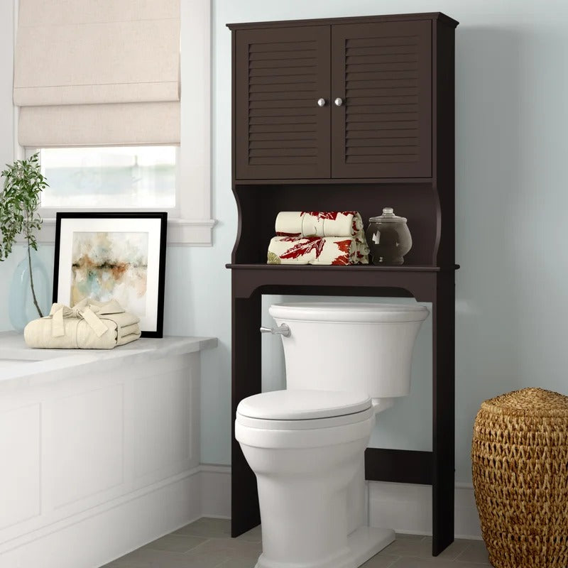 Bathroom Cabinets: 27.36'' W x 63.75'' H x 9.25'' D Over-The-Toilet Storage