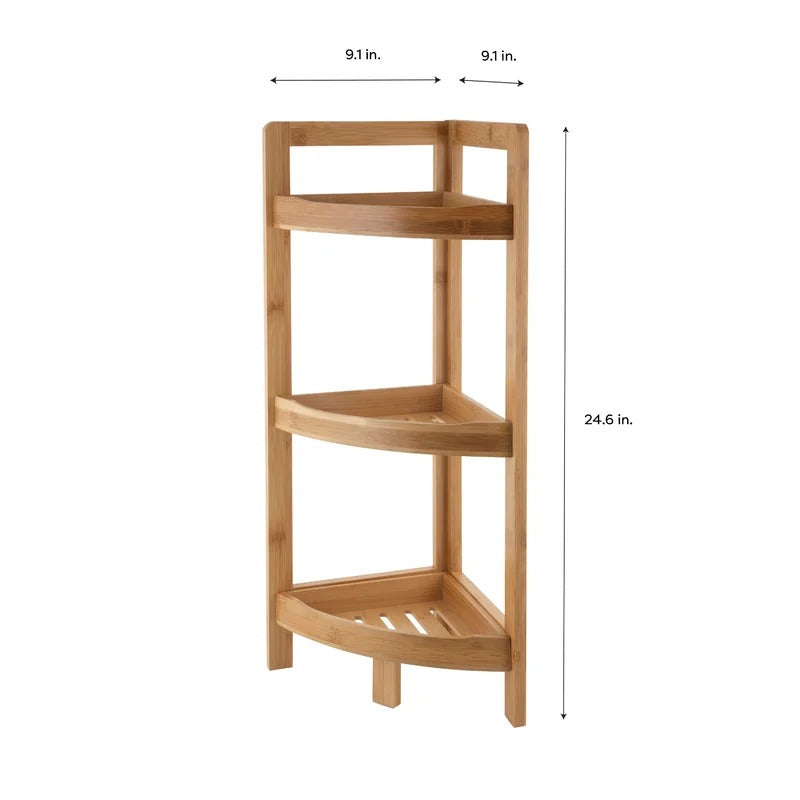 Bathroom Cabinets: 9.05'' W x 24.4'' H x 9.05'' D Solid Wood Free-Standing Bathroom Shelves