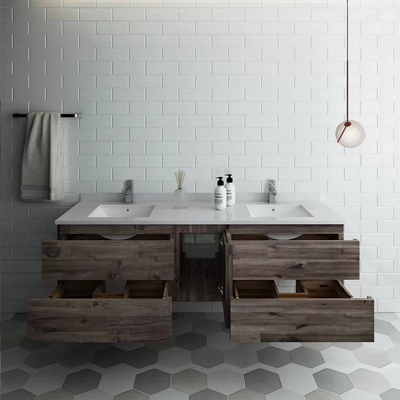 Bathroom Cabinets: Wall Hung 70" Double Bathroom Vanity Base Only