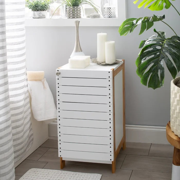 Bathroom Linen Cabinets: 12.6'' W x 26.97'' H x 14.57'' D Free-Standing Bathroom Cabinet