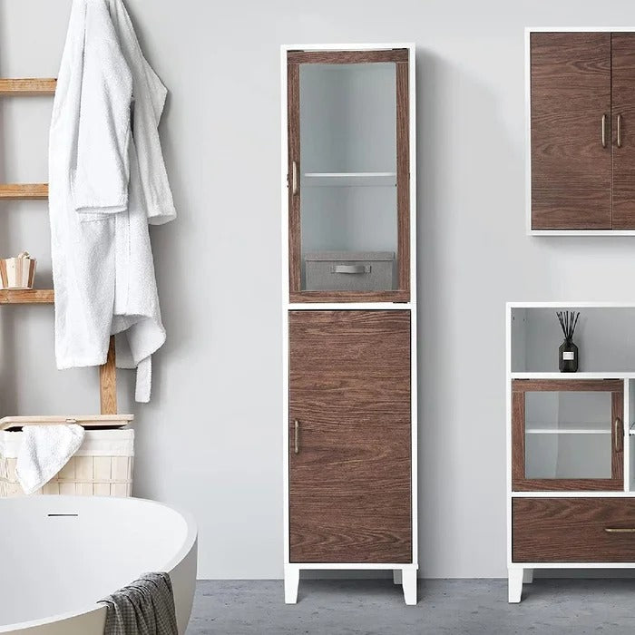 Bathroom Linen Cabinets: 13'' W x 63'' H x 15'' D Linen Cabinet