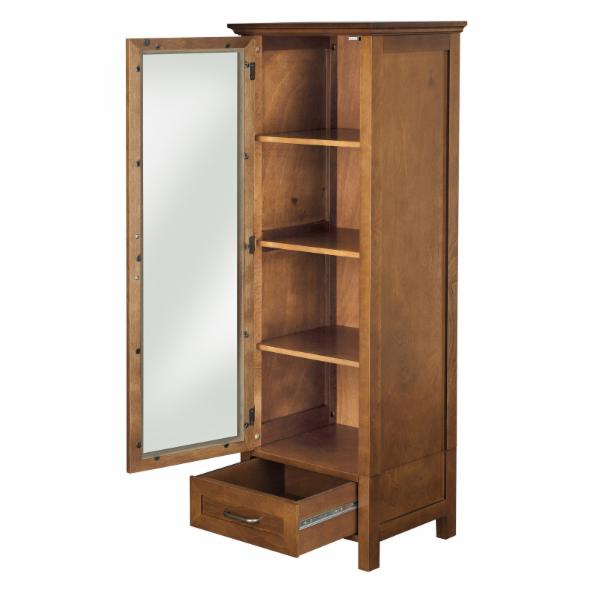 Bathroom Linen Cabinets: 1 Door Linen Cabinet with Bottom Drawer