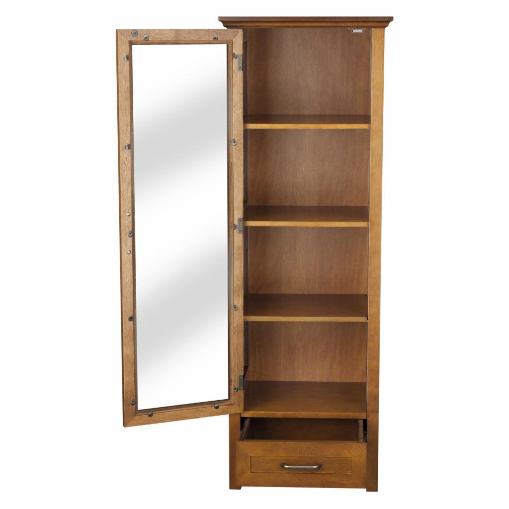 Bathroom Linen Cabinets: 1 Door Linen Cabinet with Bottom Drawer