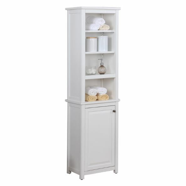 Bathroom Linen Cabinets: 1 Drawer Bathroom Linen Cabinet with 4 Open Shelves