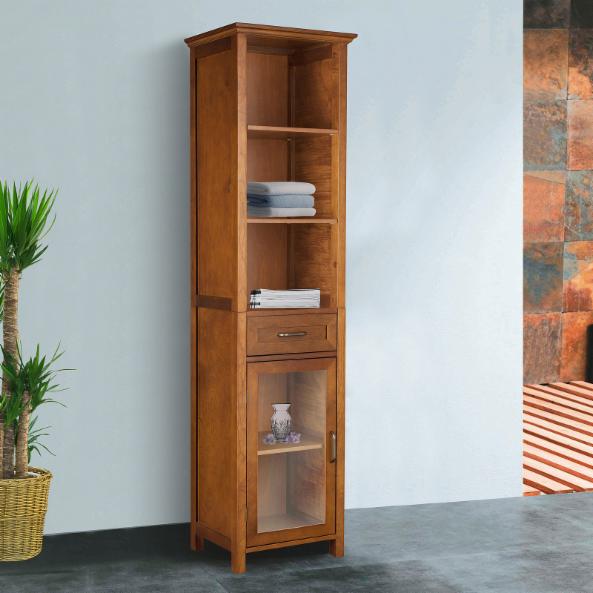 Bathroom Linen Cabinets: 1 Drawer Linen Cabinet with 3 Open Shelves