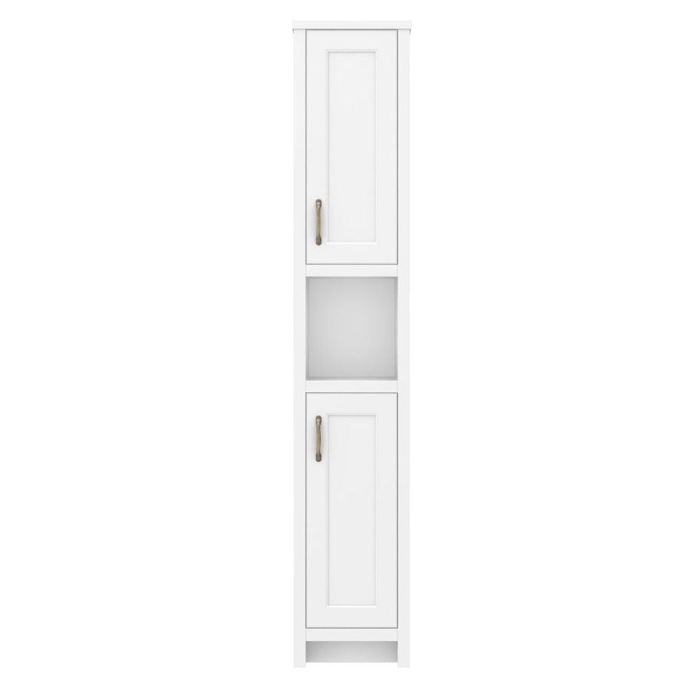 Bathroom Linen Cabinets: White Bathroom Tower with Doors