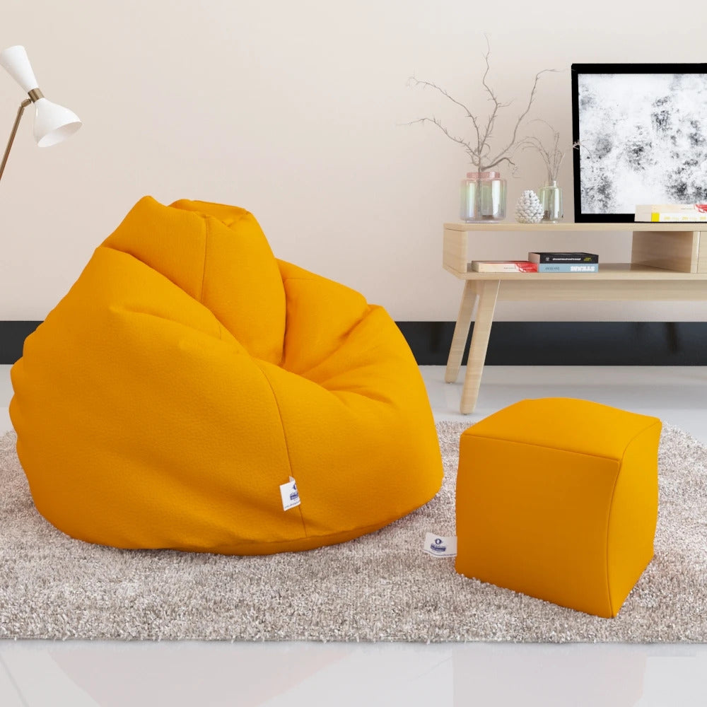 Bean Bag : PREMIUM XXXL SIZE- Filled (With Beans) - COMBO (with Footrest)