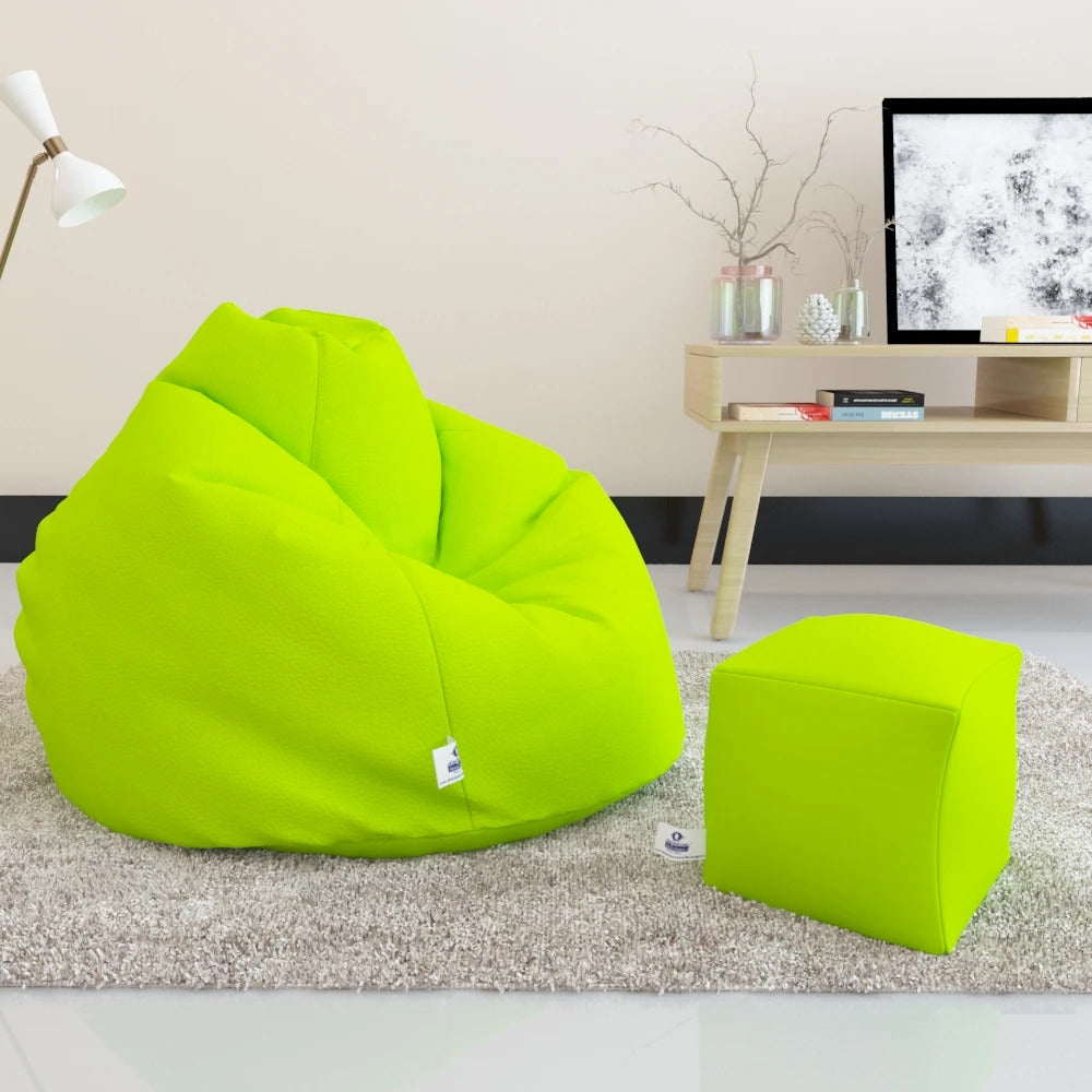 Bean Bag : PREMIUM XXXL SIZE- Filled (With Beans) - COMBO (with Footrest)