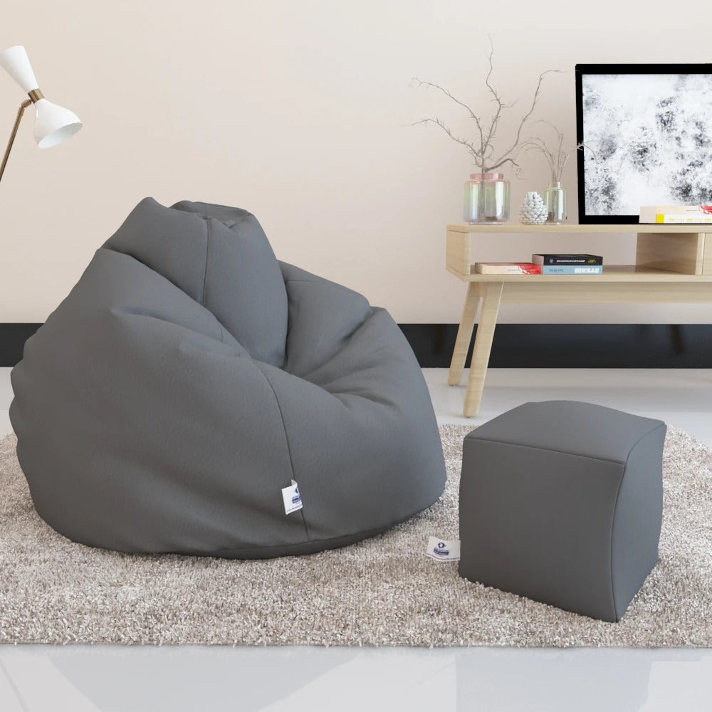 Bean Bag : PREMIUM XXXL SIZE- Filled (With Beans) - COMBO (with Footrest)