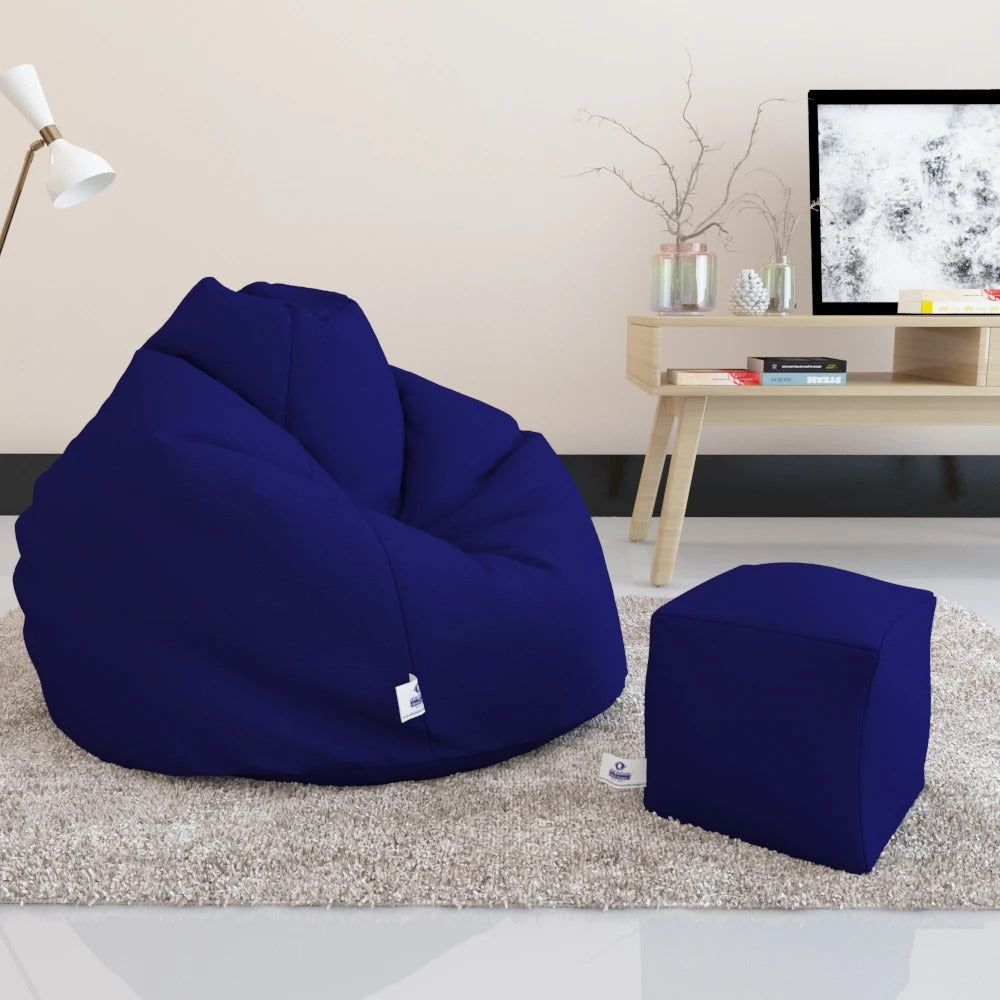 Bean Bag : PREMIUM XXXL SIZE- Filled (With Beans) - COMBO (with Footrest)