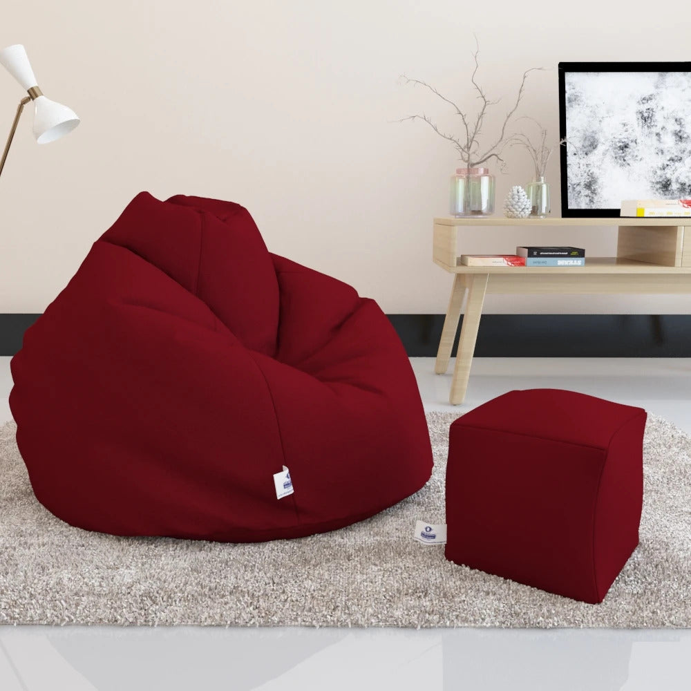 Bean Bag : PREMIUM XXXL SIZE- Filled (With Beans) - COMBO (with Footrest)