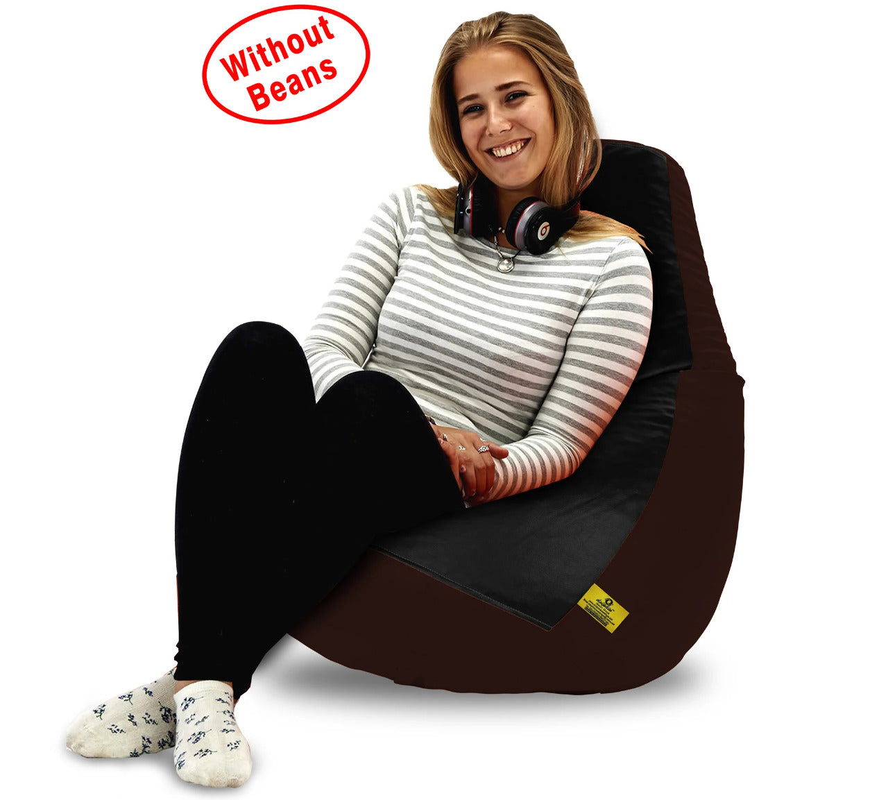 Bean Bag XL BLACK&BROWN BEAN BAG-COVER (Without Beans)
