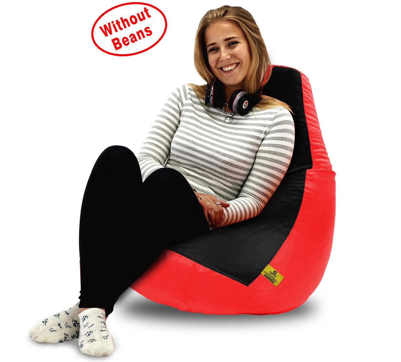 Bean Bag XL BLACK&RED BEAN BAG-COVER (Without Beans)
