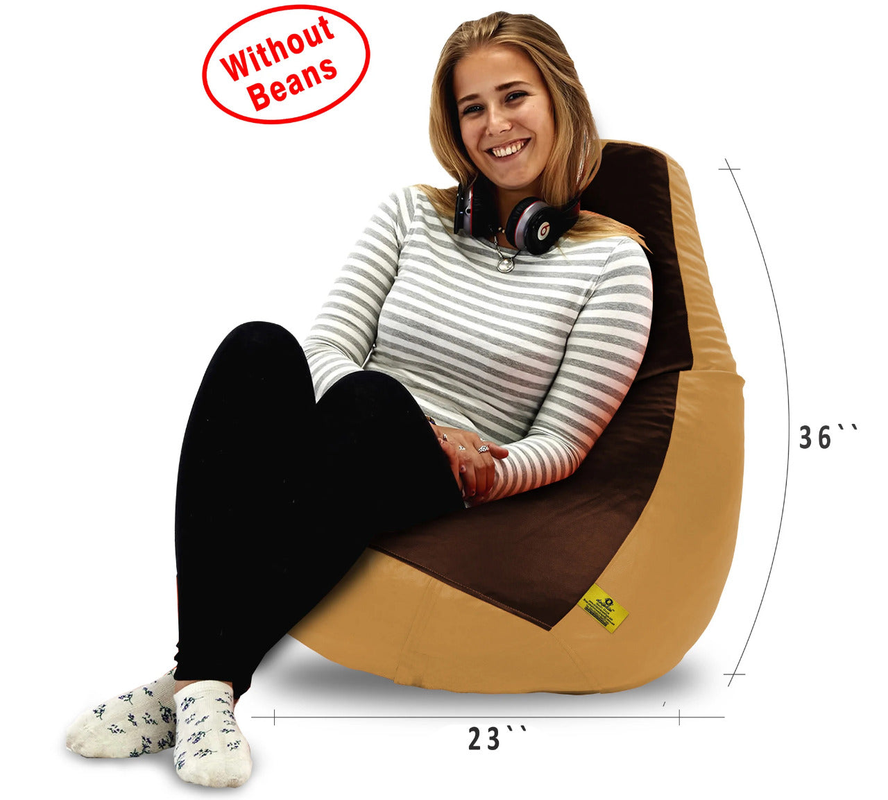Bean Bag XL BROWN&BEIGE BEAN BAG-COVER (Without Beans)