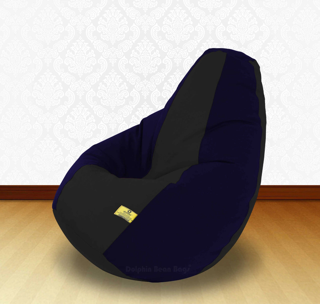 Bean Bag : XL Black/N.Blue-FABRIC-FILLED & WASHABLE (with Beans)