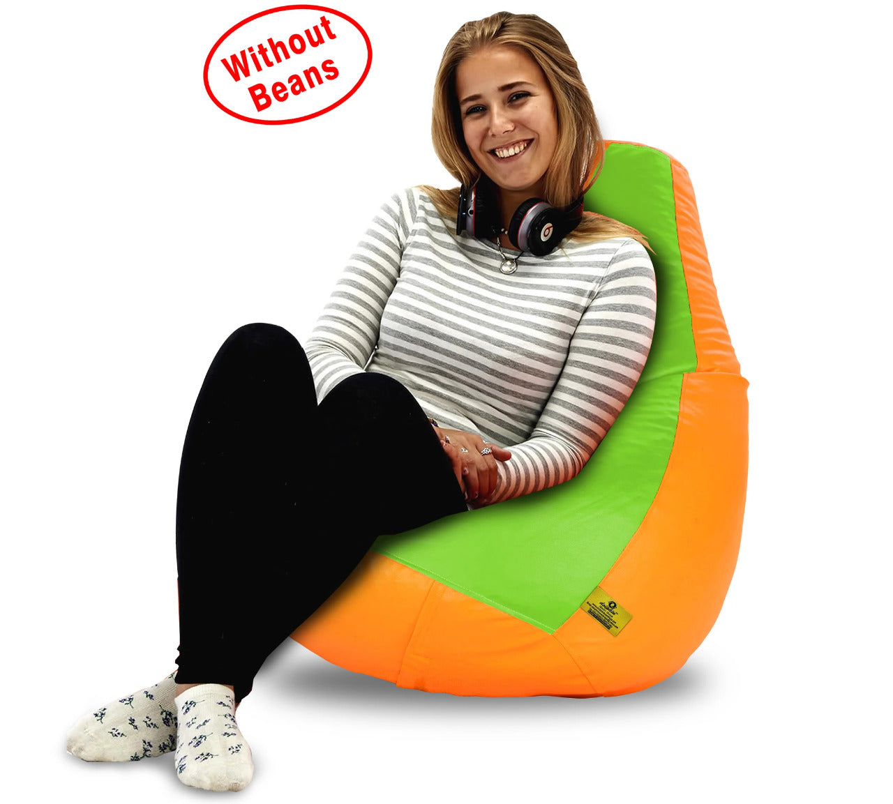 Bean Bag XL F.GREEN&ORANGE BEAN BAG-COVERS(Without Beans)
