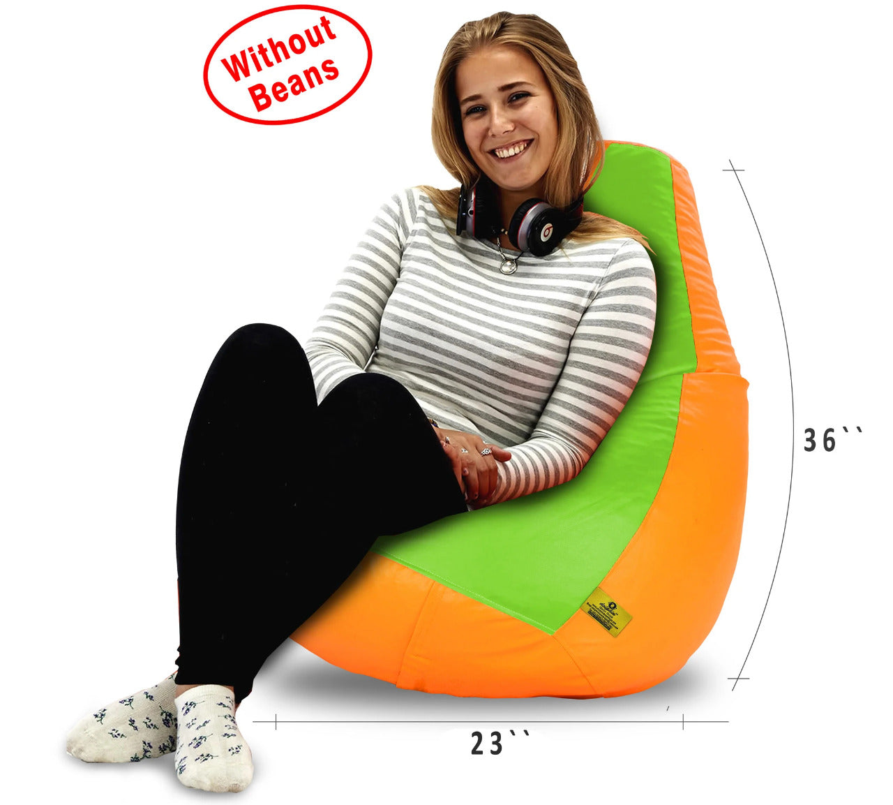 Bean Bag XL F.GREEN&ORANGE BEAN BAG-COVERS(Without Beans)