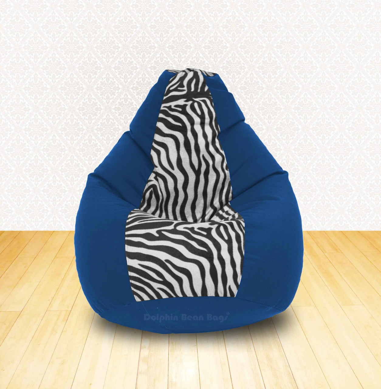 Bean Bag : XL R.BlueZebra(Blk-White)-FABRIC-FILLED & WASHABLE (with Beans)