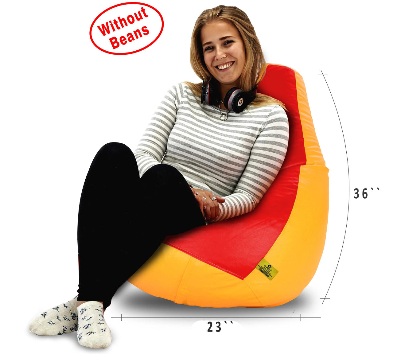 Bean Bag XL RED&YELLOW BEAN BAG-COVER (Without Beans)