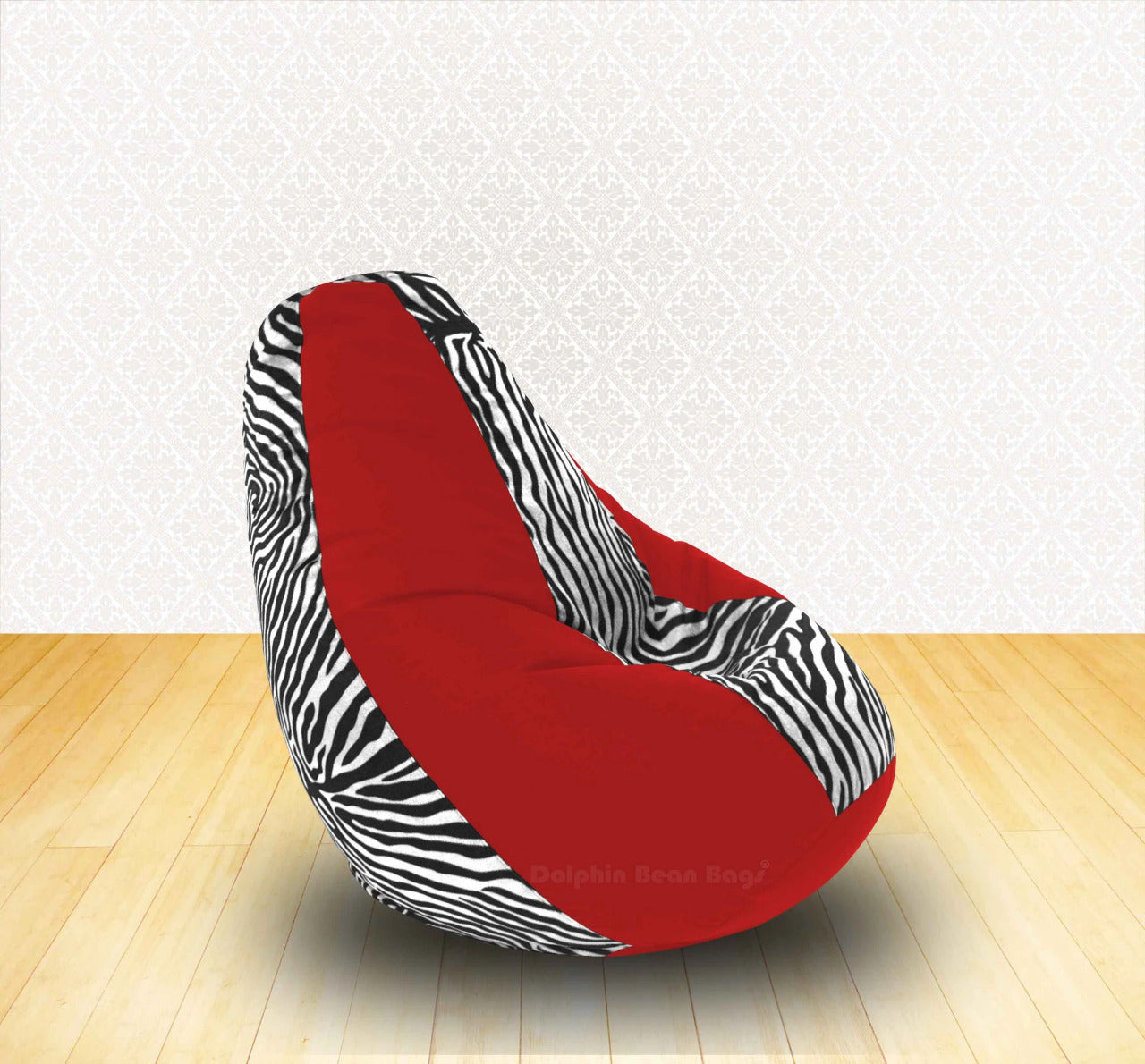 Bean Bag XL Red Zebra(Blk-White)-FABRIC-COVERS(without Beans)