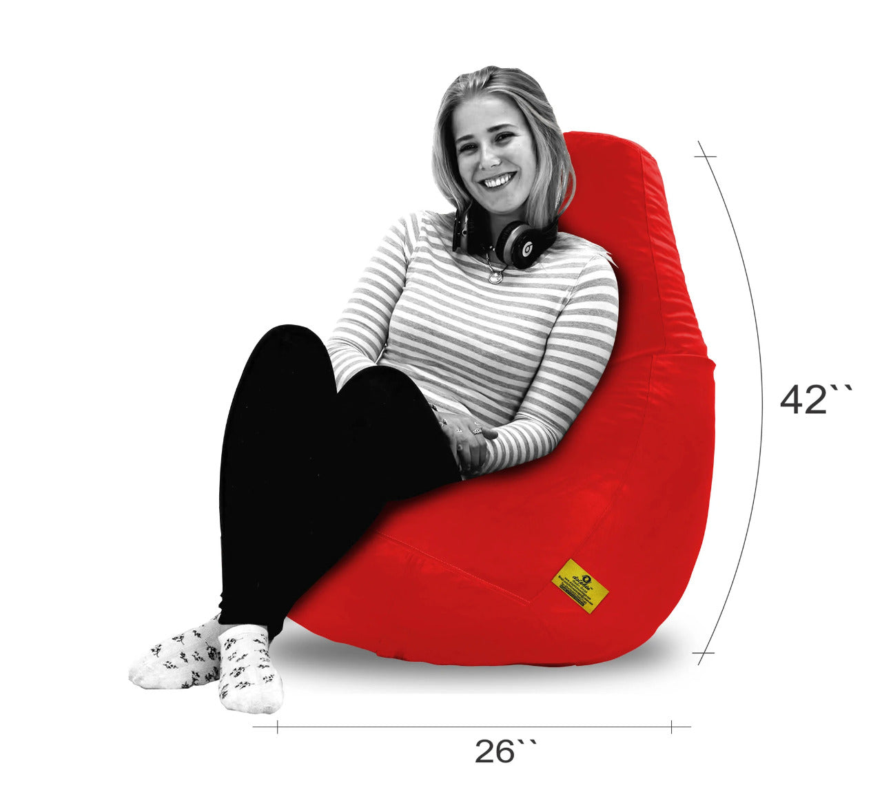 Bean Bag : XXL BEAN BAG-RED - Filled (With Beans)