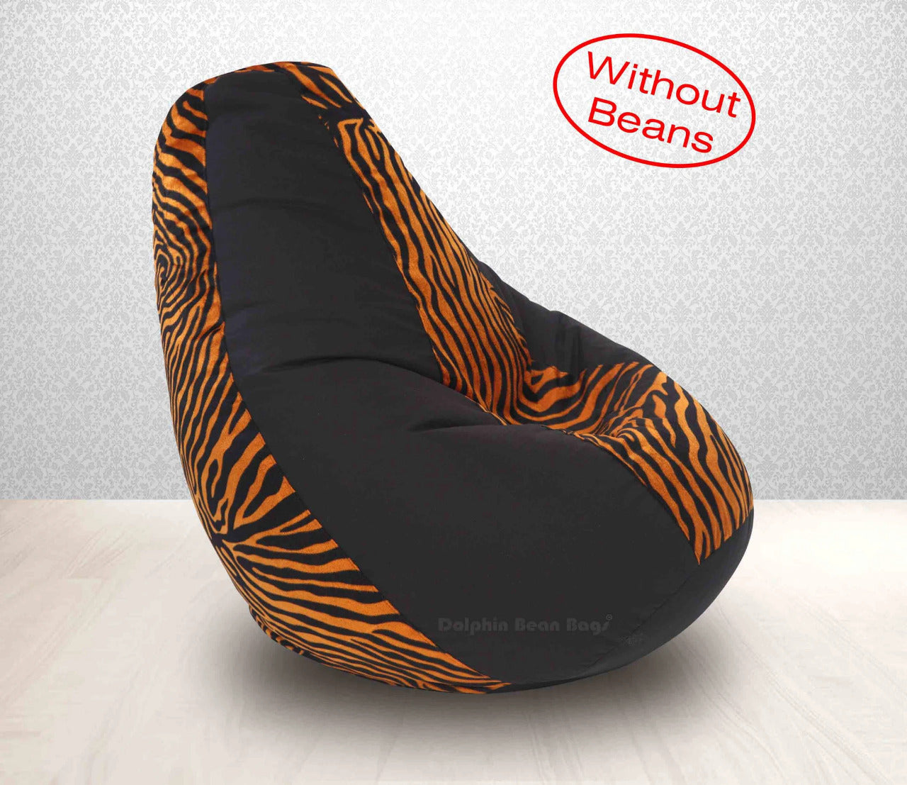 Bean Bag XXL BLACK GOLDEN ZEBRA-FABRIC-COVERS without beans