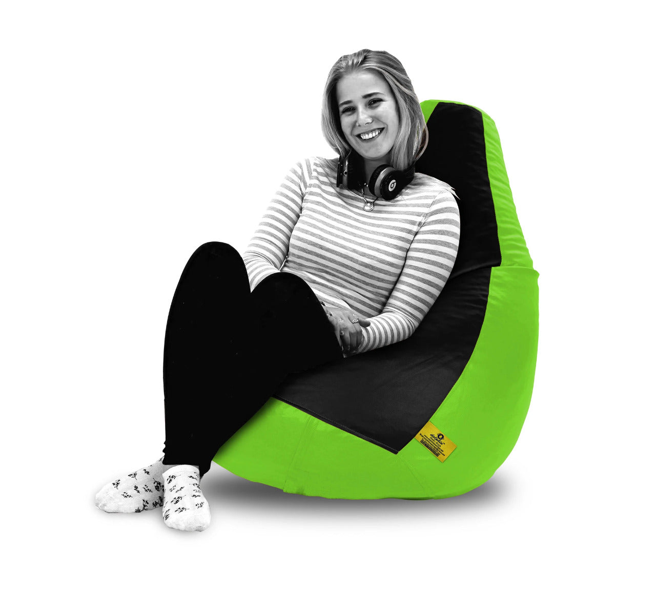 Bean Bag : 2XL BLACK&F.GREEN BEAN BAG-FILLED(With Beans)