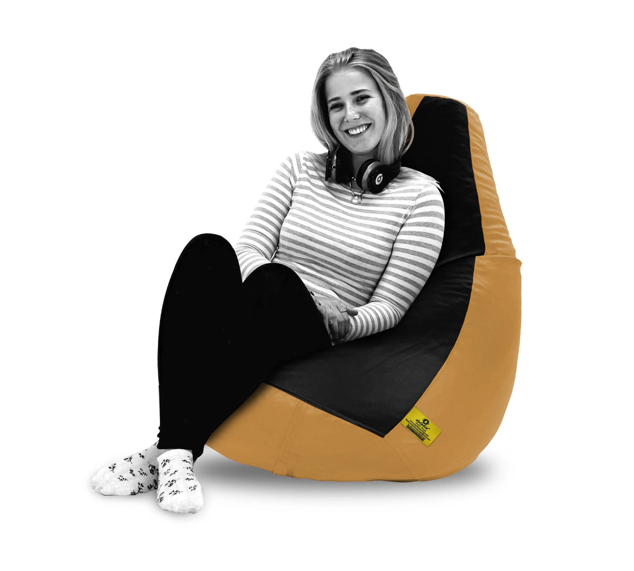 Bean Bag : 2XL BLACK&FAWN BEAN BAG-FILLED(With Beans)
