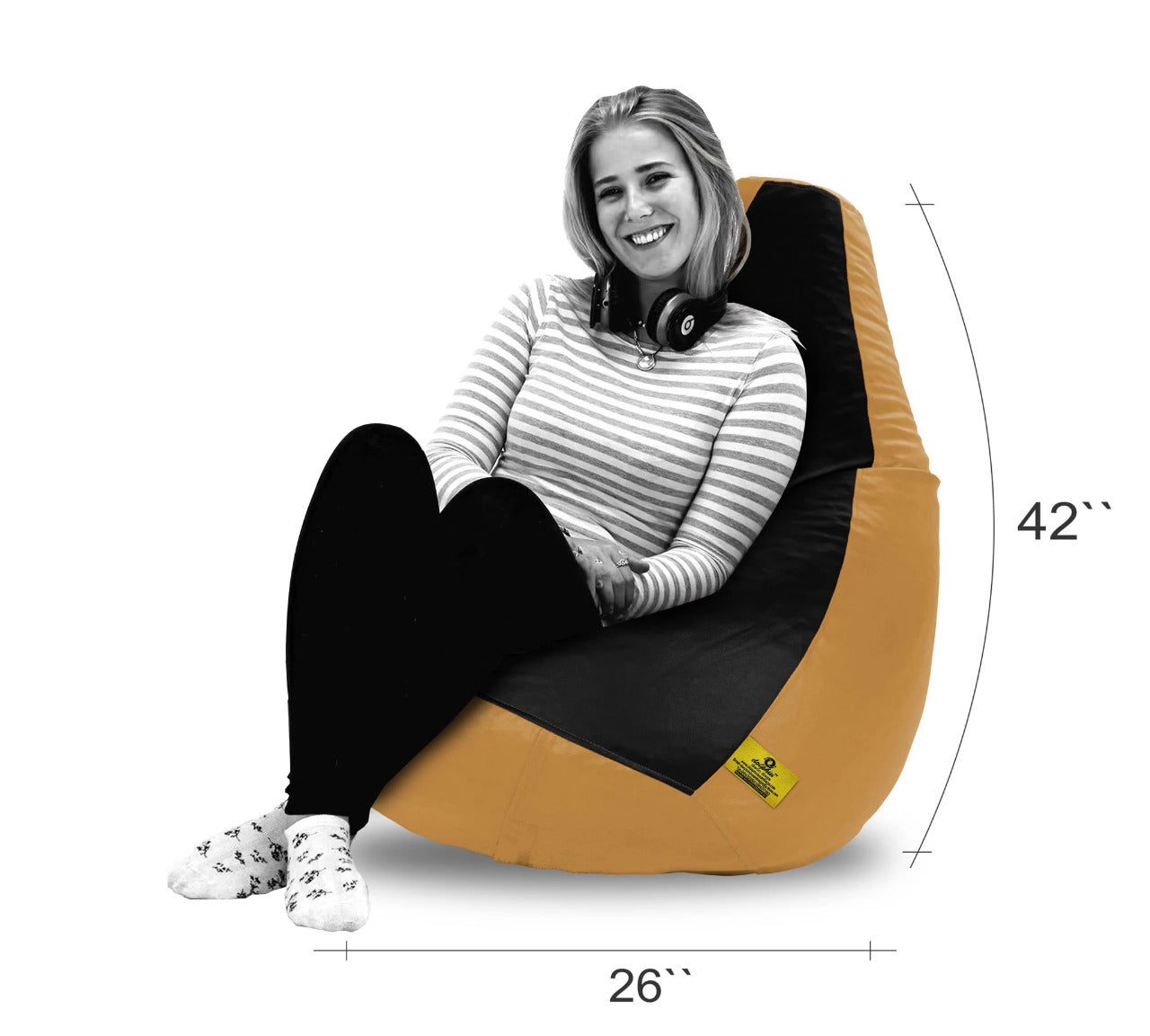 Bean Bag : 2XL BLACK&FAWN BEAN BAG-FILLED(With Beans)