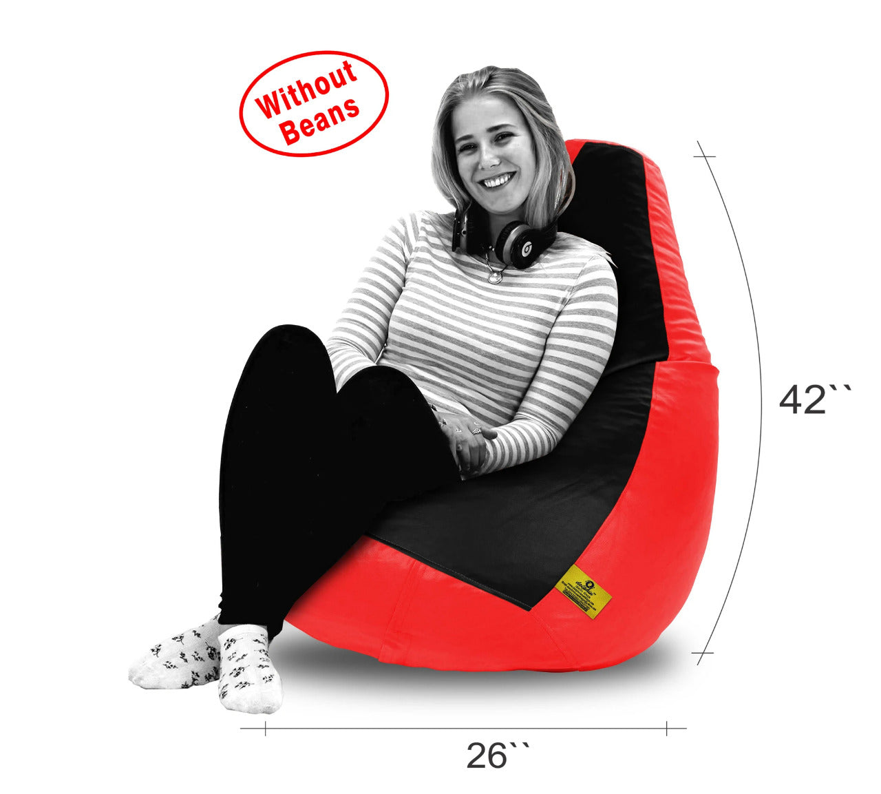 Bean Bag XXL BLACK&RED BEAN BAG-COVER (Without Beans)