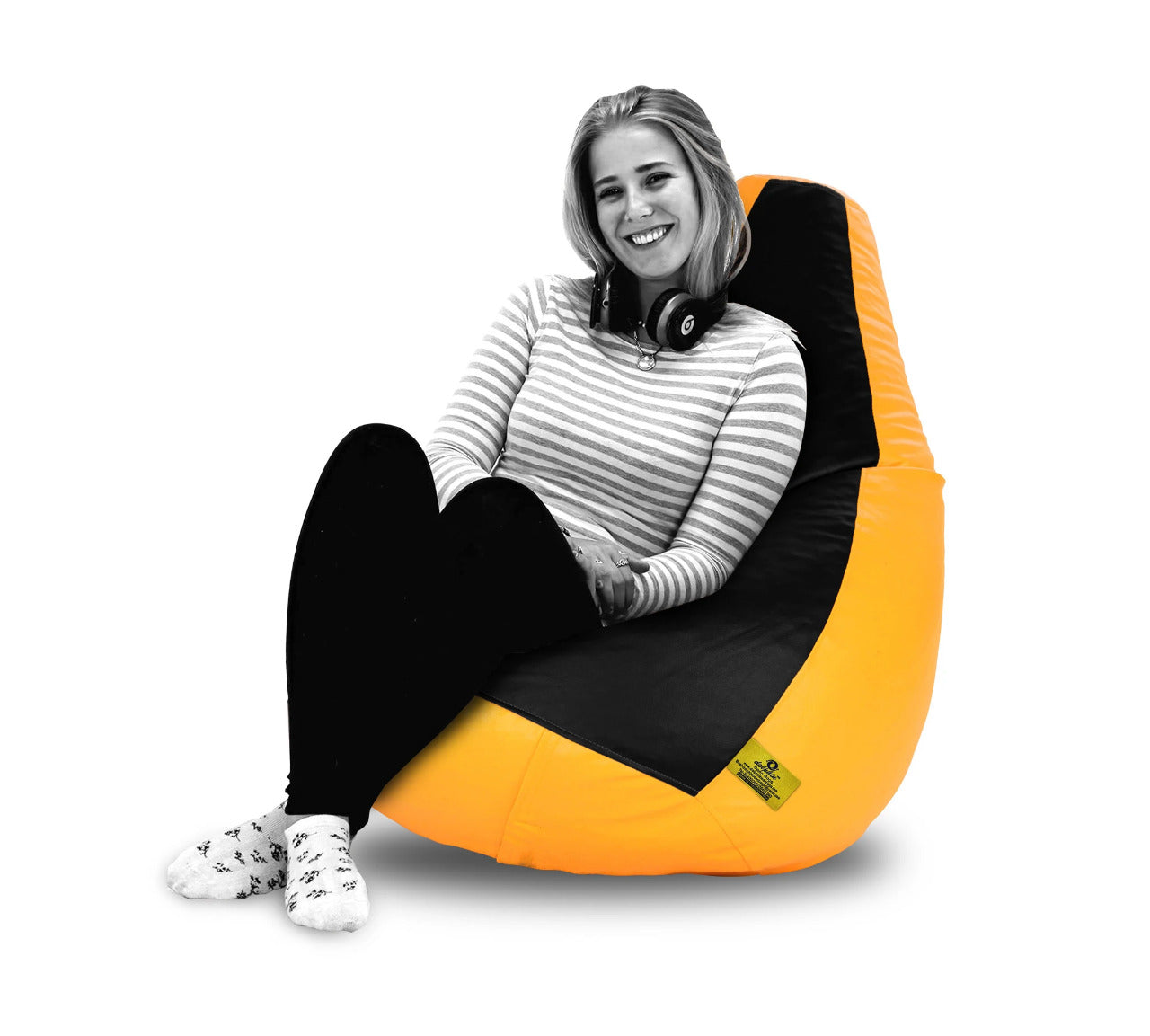 Bean Bag : 2XL BLACK&YELLOW BEAN BAG-FILLED(With Beans)