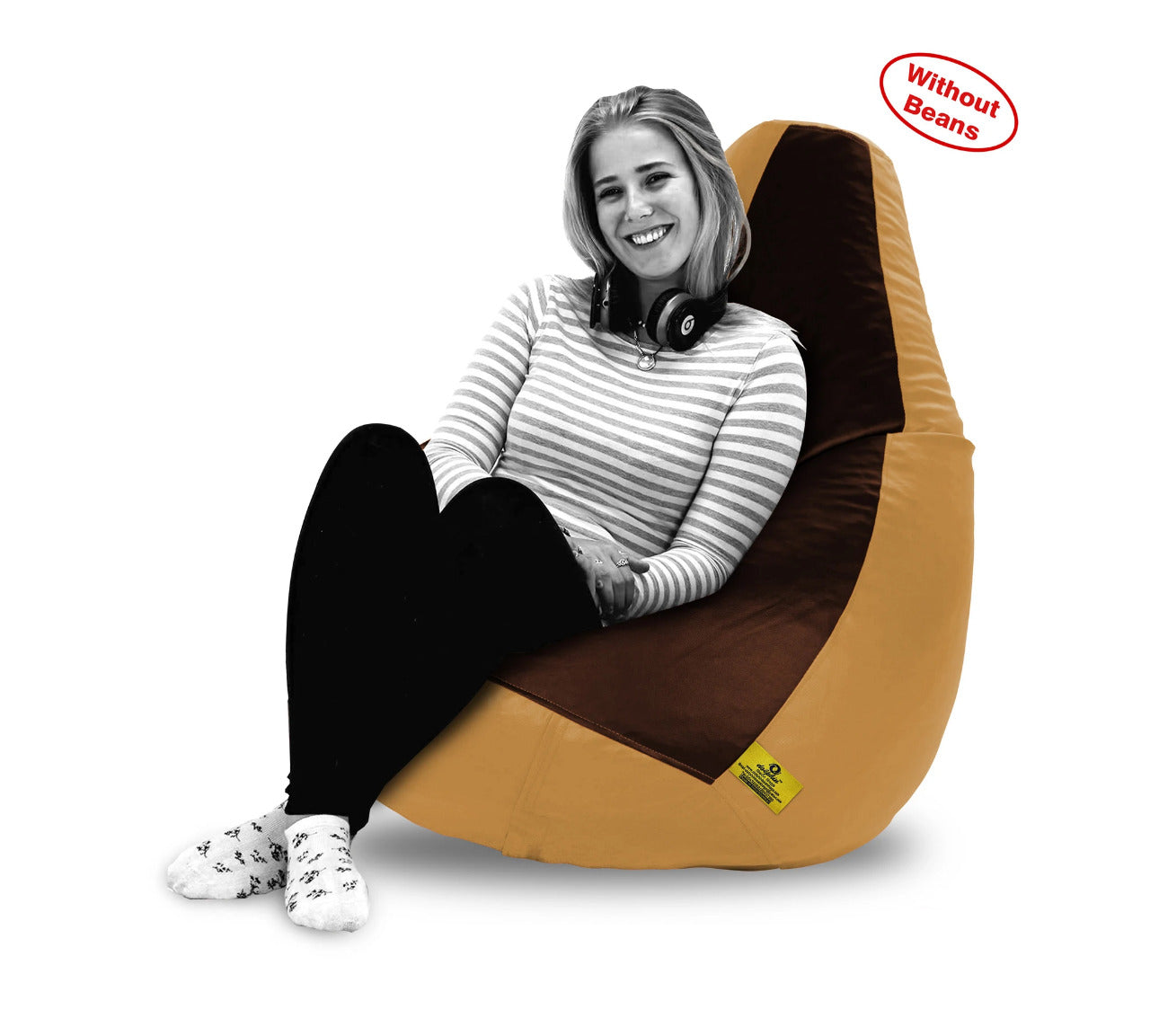 Bean Bag: XXL Brown & Fawn Bean Bag Cover (Without Beans)