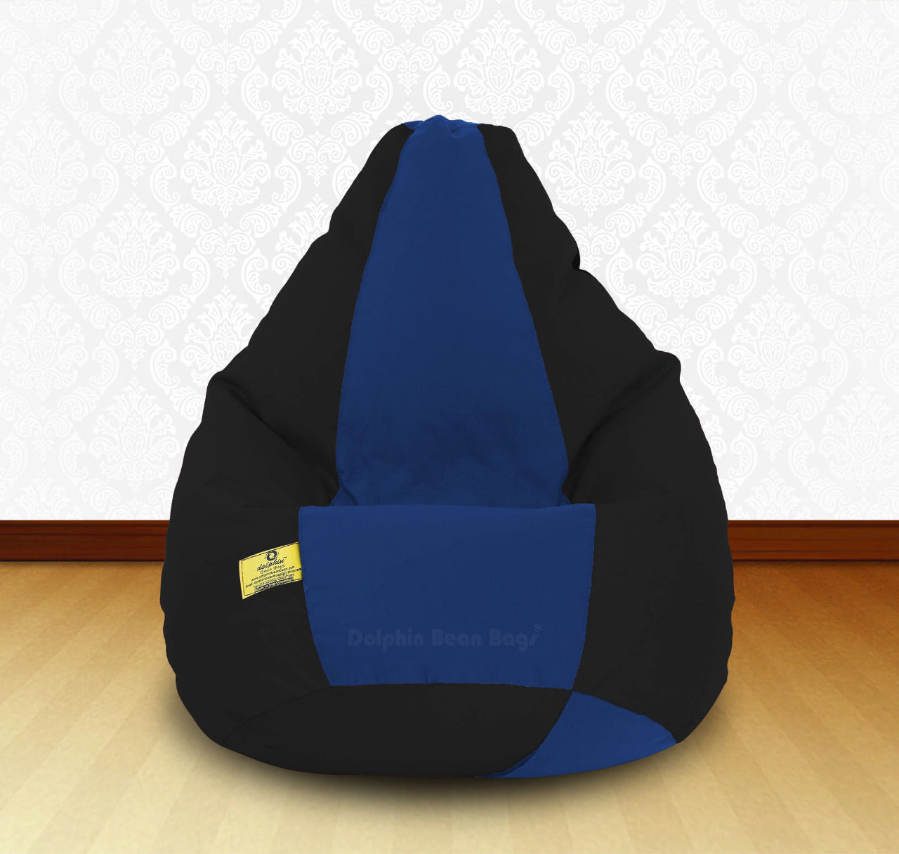 Bean Bag : XXL Black/R.Blue-FABRIC-FILLED & WASHABLE (with Beans)