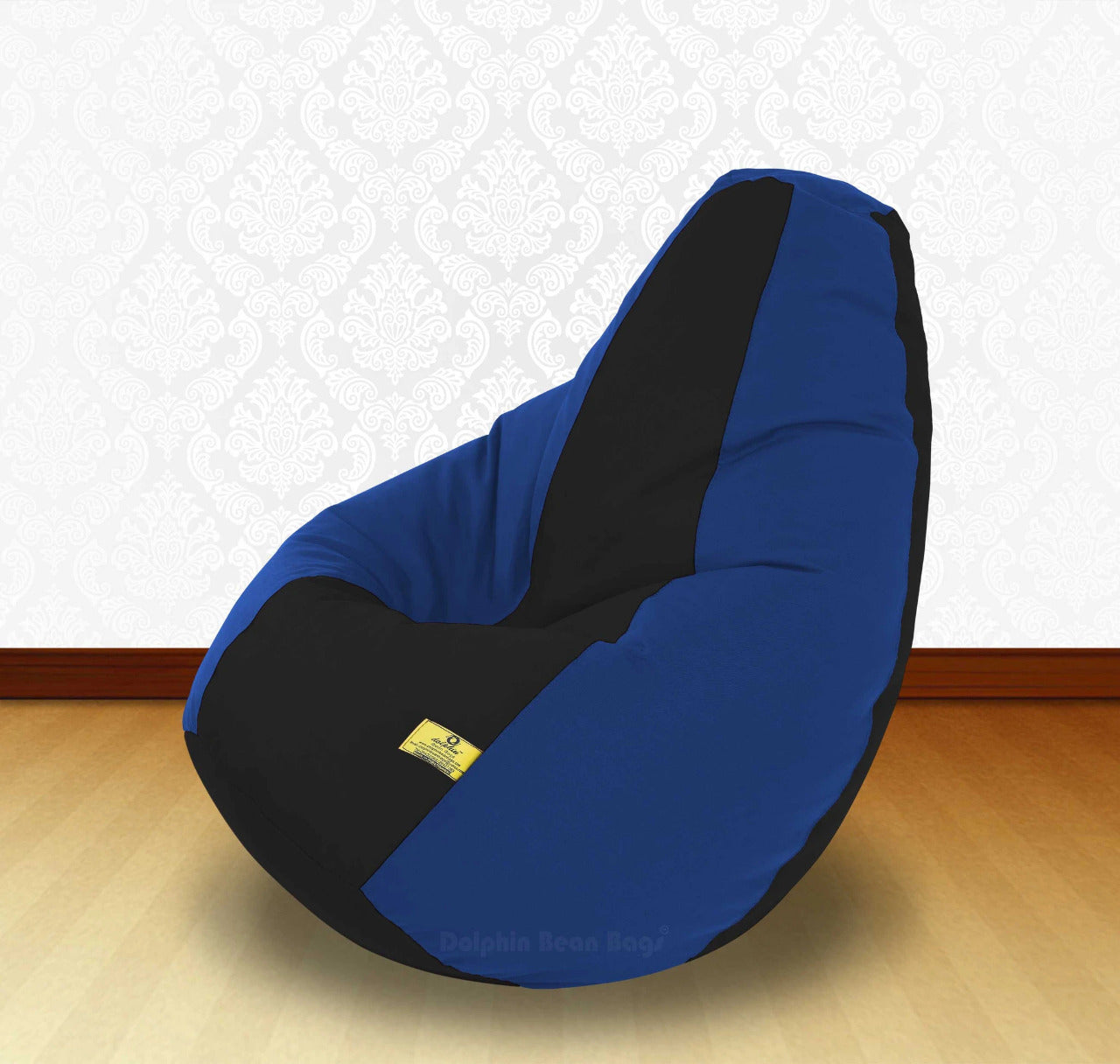 Bean Bag : XXL Black/R.Blue-FABRIC-FILLED & WASHABLE (with Beans)