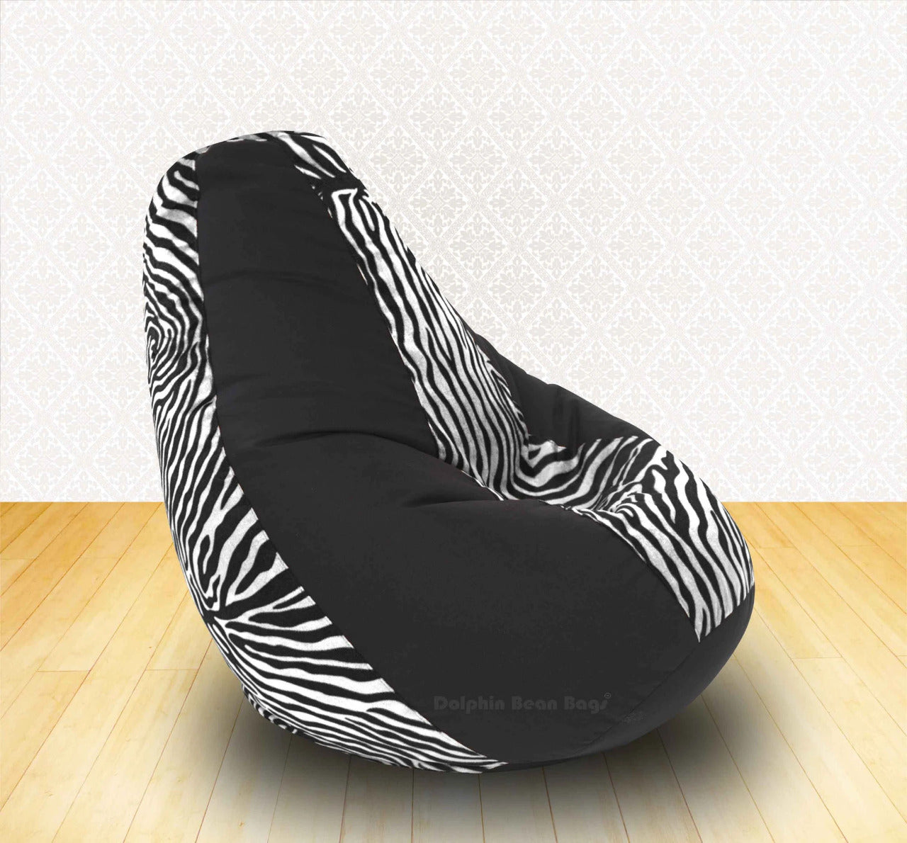 Bean Bag : XXL Black/Zebra(Blk-White)-FABRIC-FILLED & WASHABLE (with Beans)