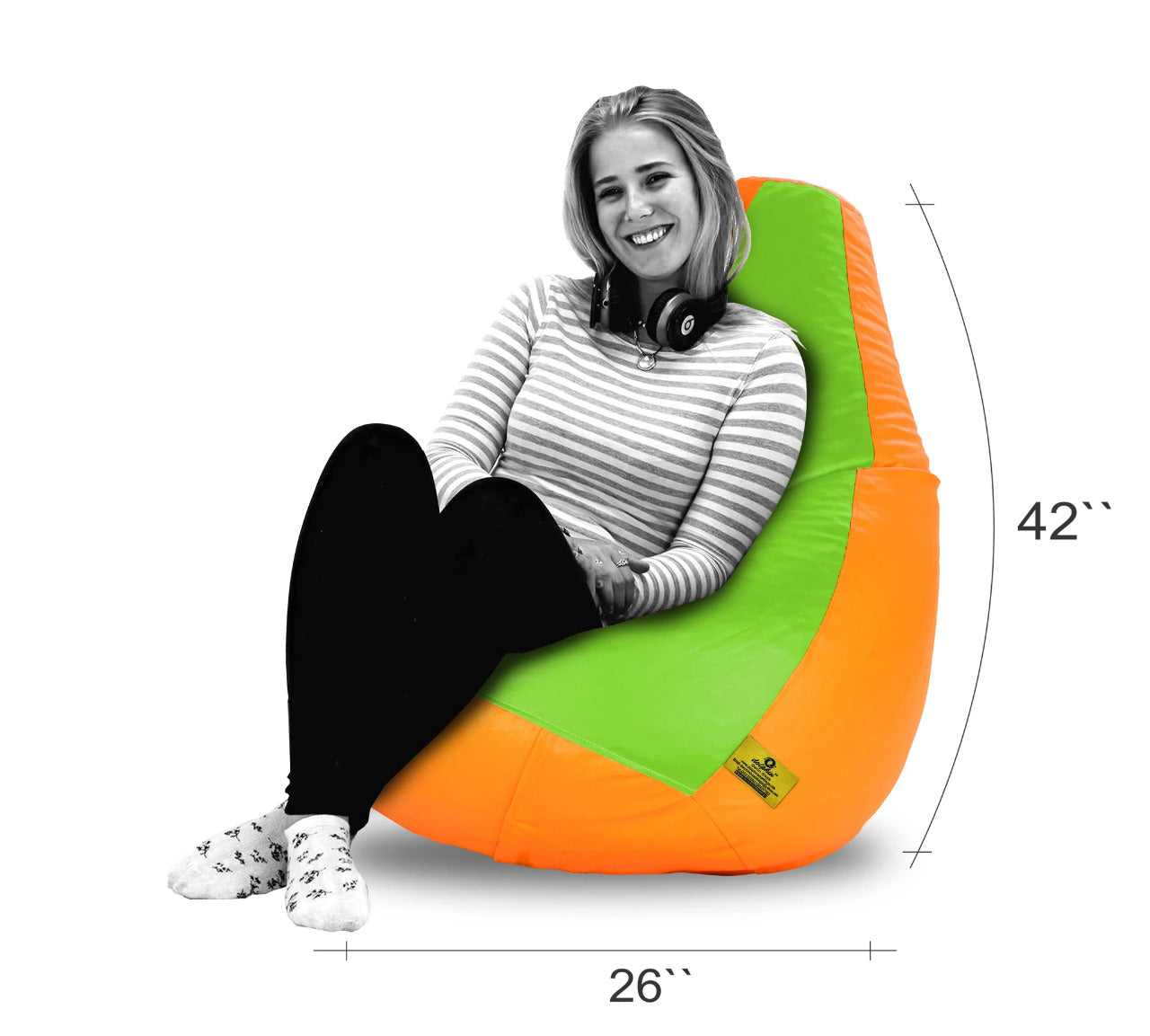 Bean Bag : XXL F.GREEN&ORANGE BEAN BAG-FILLED(With Beans)